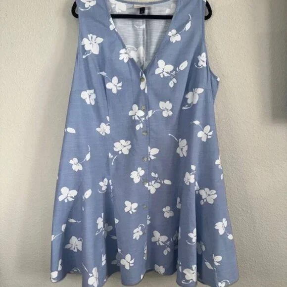 Universal Thread Blue Floral Midi Dress - Picture 1 of 8